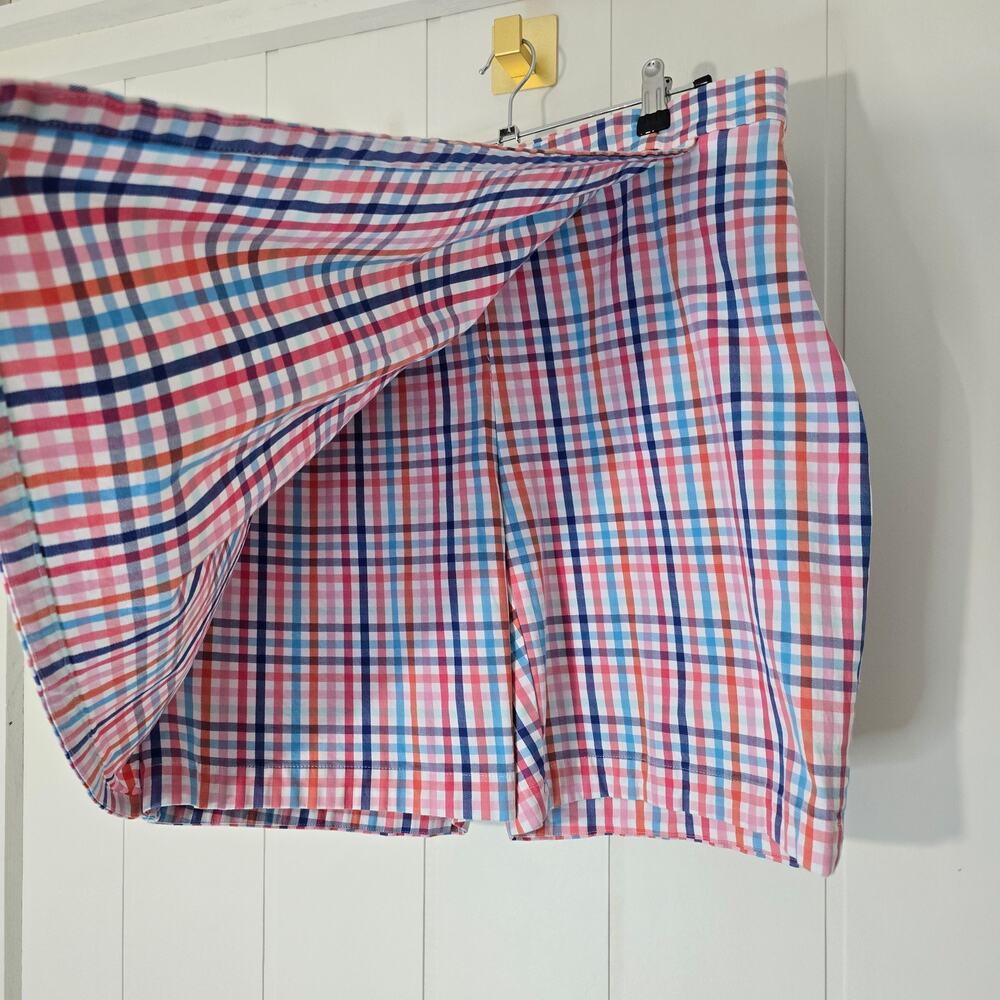 Talbots Check Plaid Skort Shorts Gingham Multi Color Stretch Size 14W - Picture 4 of 9
